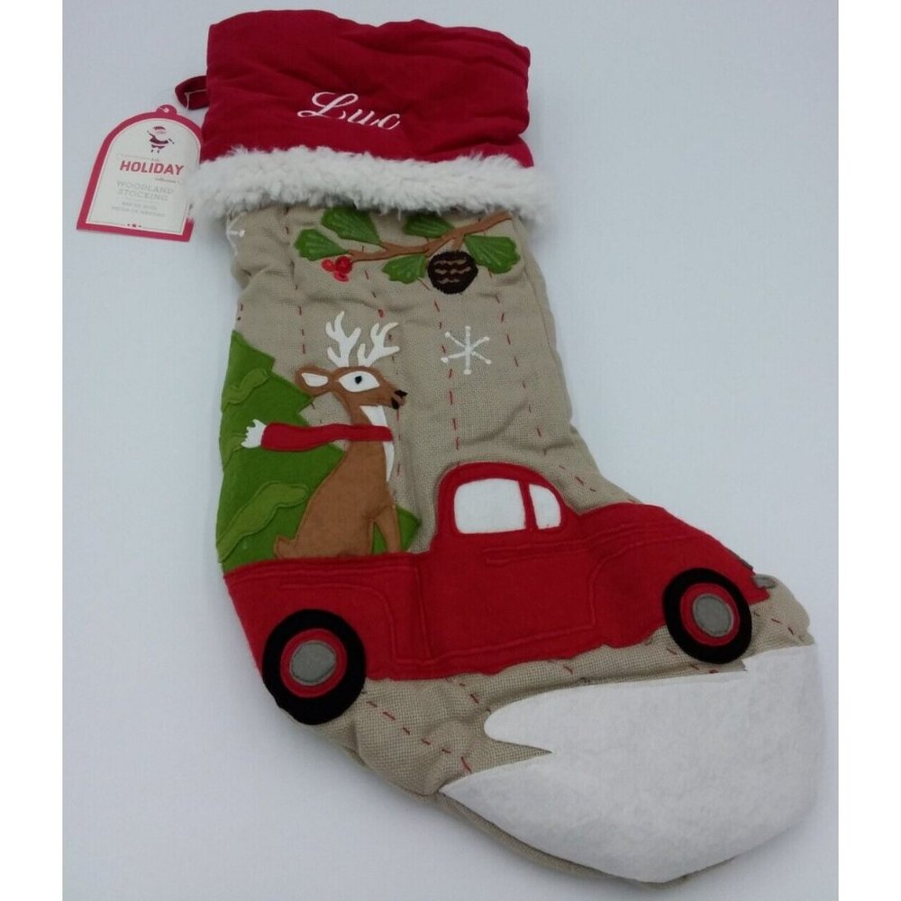 Pottery Barn Kids Luc Woodland Red Car Reindeer Christmas Tree Gifts Stocking